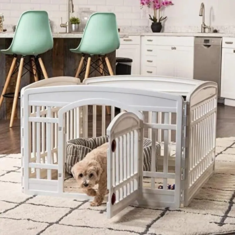 24-Inch White Pet Playpen for Big Dogs