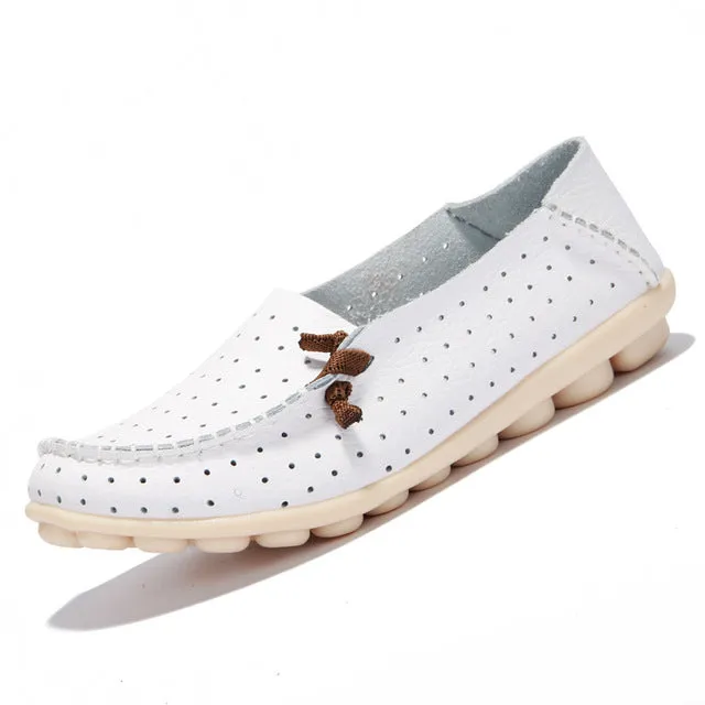 A Genuine leather summer women flats shoes female casual flat shoes women loafers shoes slips soft leather red flat women shoes