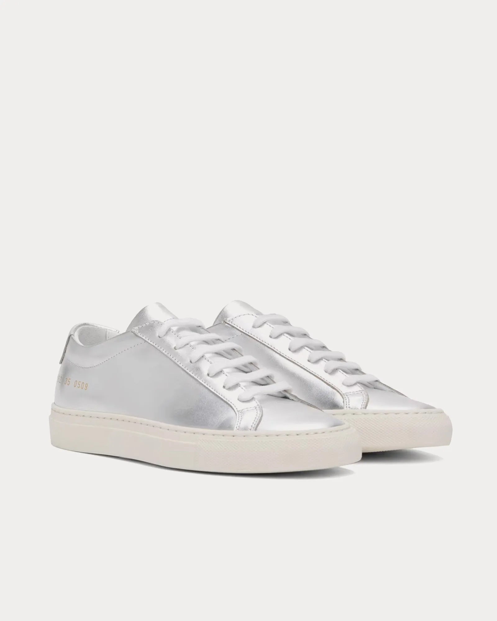 Achilles Metallic Leather Silver Low Top Sneakers