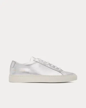 Achilles Metallic Leather Silver Low Top Sneakers