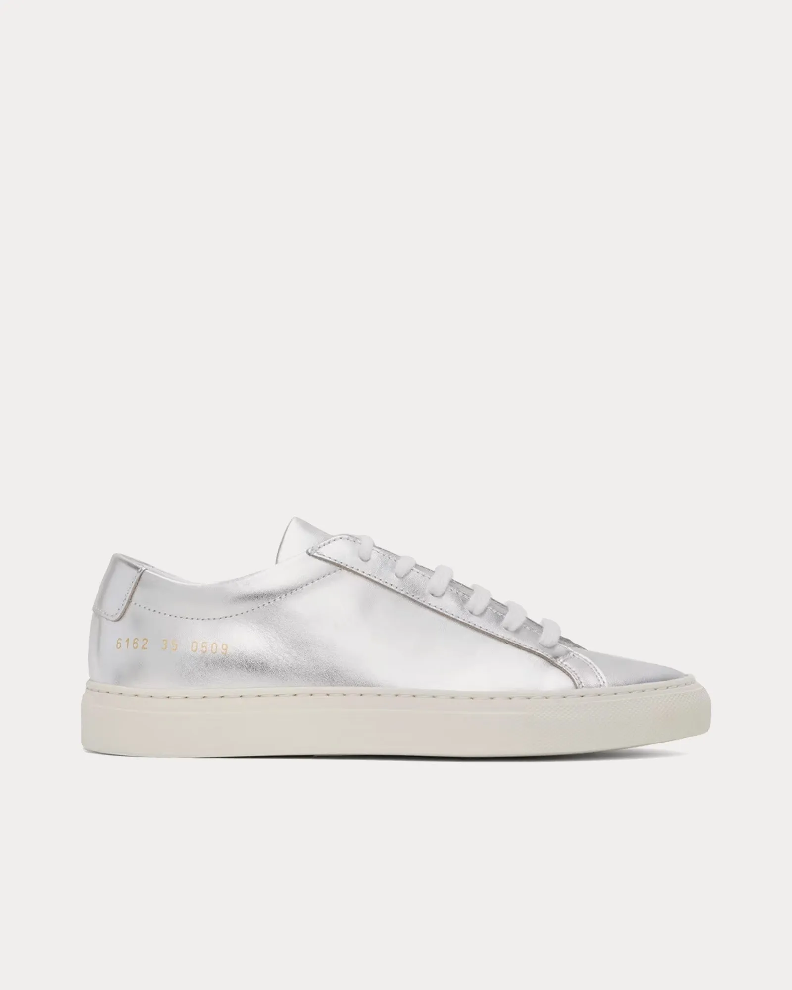 Achilles Metallic Leather Silver Low Top Sneakers