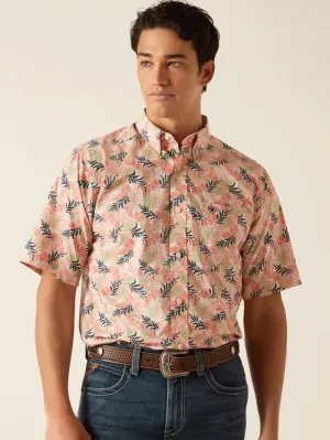 Ariat 10048423 Mens Ty Fitted Short Sleeve Shirt Tea Rose Coral