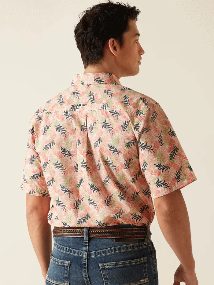 Ariat 10048423 Mens Ty Fitted Short Sleeve Shirt Tea Rose Coral