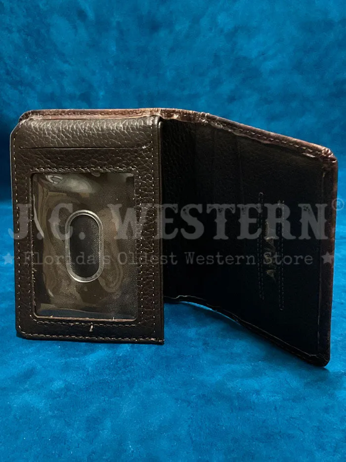 Ariat A3560102 Mens Bifold Flip Style Southwestern Wallet Brown And Turquoise