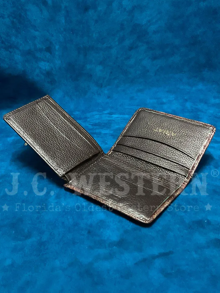 Ariat A3560102 Mens Bifold Flip Style Southwestern Wallet Brown And Turquoise