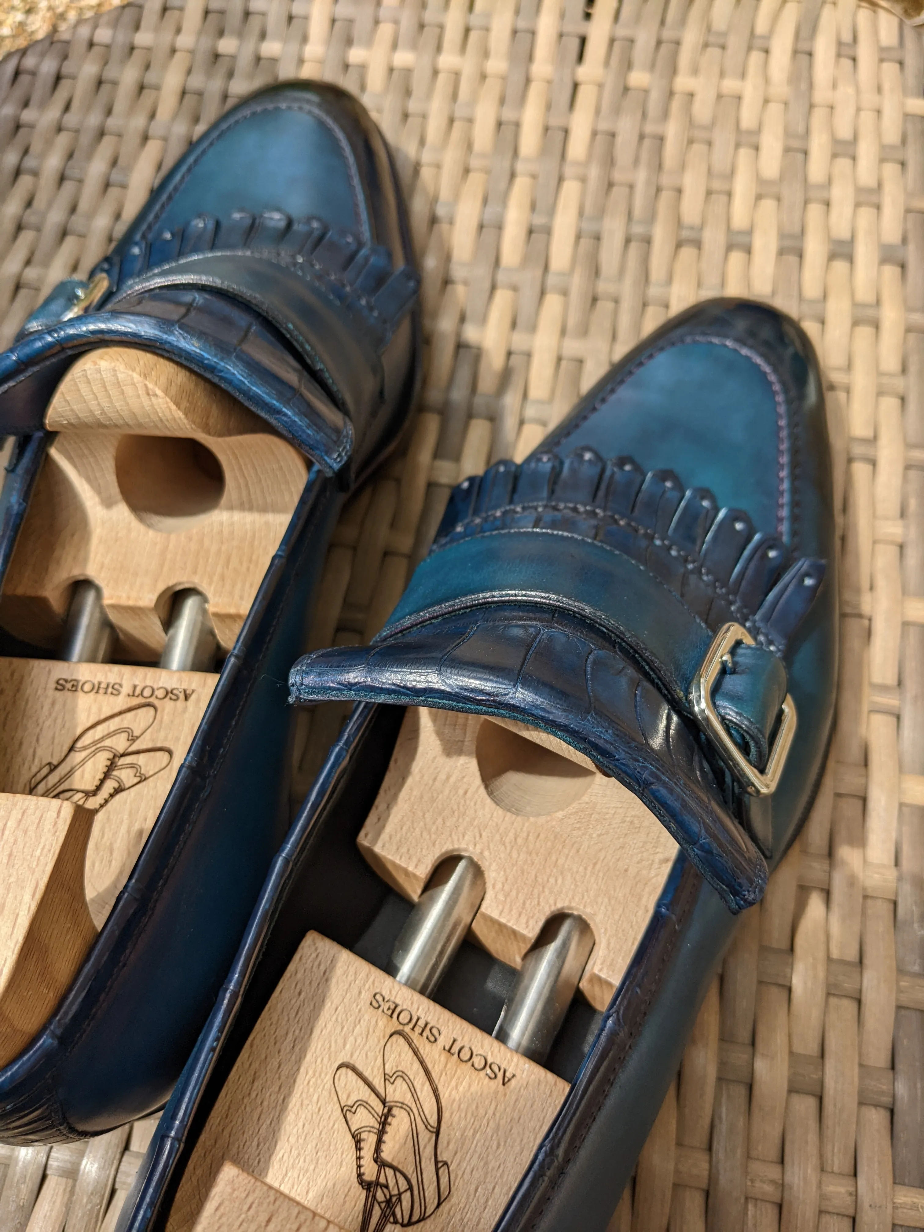 Ascot Golf Tassel Loafers - Blue Crocodile & Calf