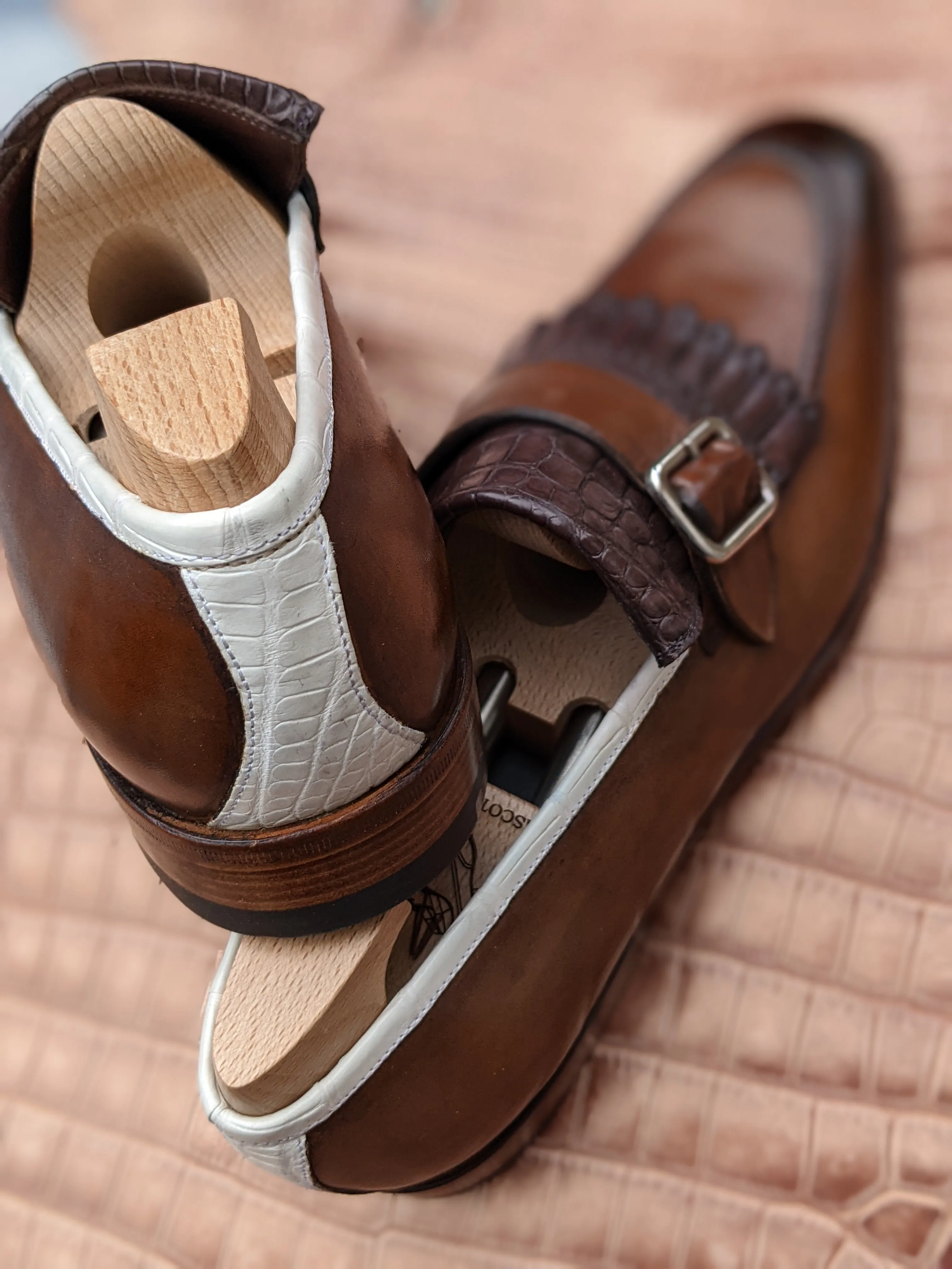 Ascot Golf Tassel Loafers - Brown Crocodile & Calf
