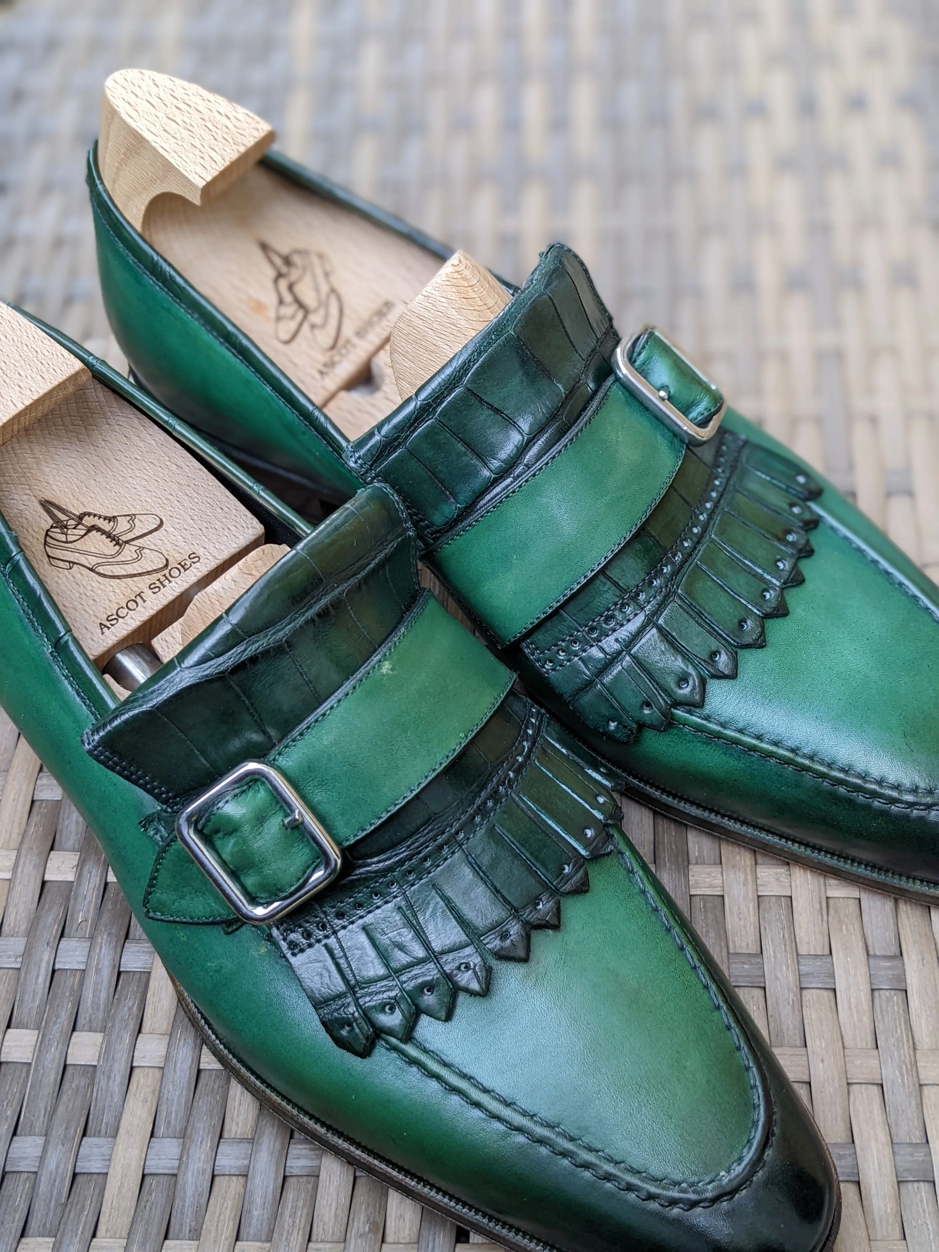 Ascot Golf Tassel Loafers - Green Crocodile & Calf
