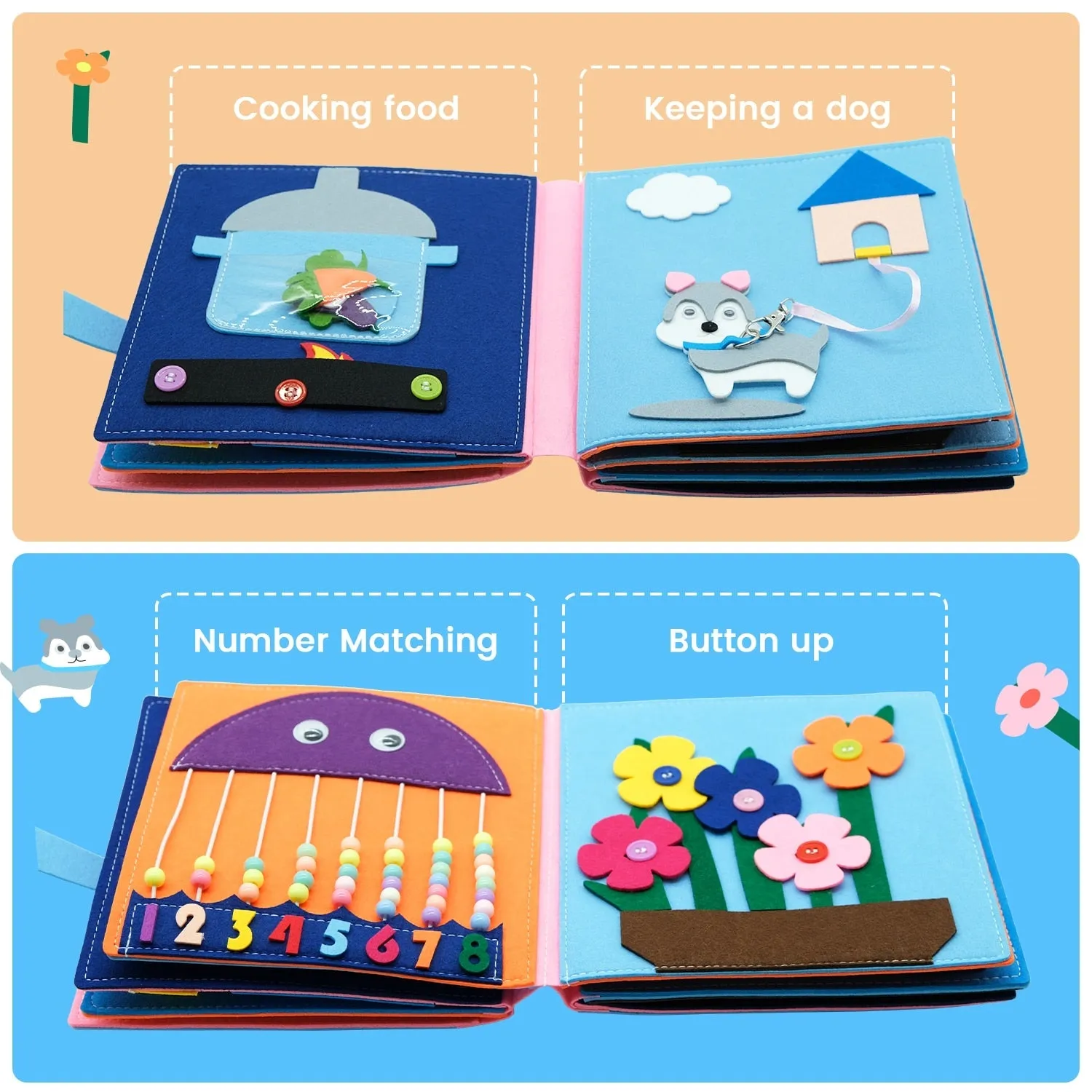 Baby Montessori Felt Cloth Book for Early Educational