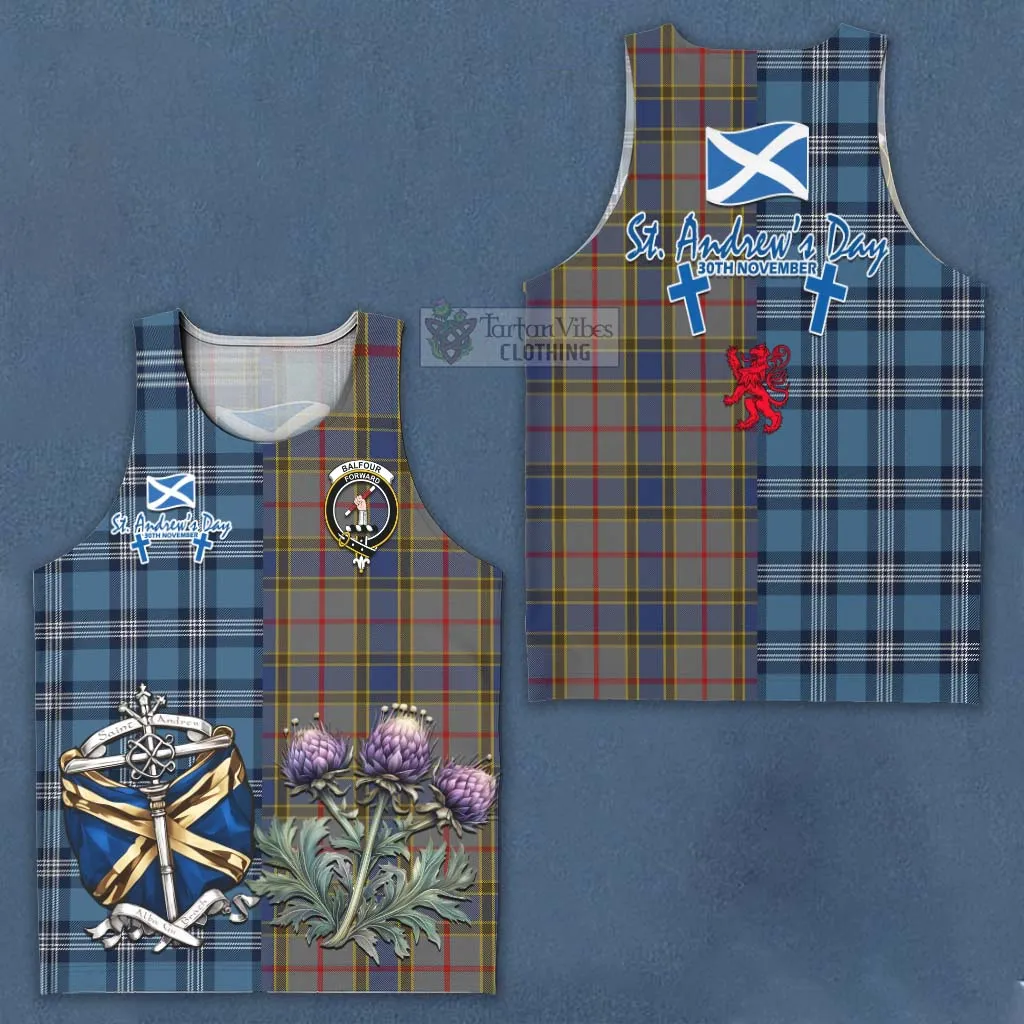 Balfour Tartan Men's Tank Top Happy St. Andrew's Day Half Tartan Style