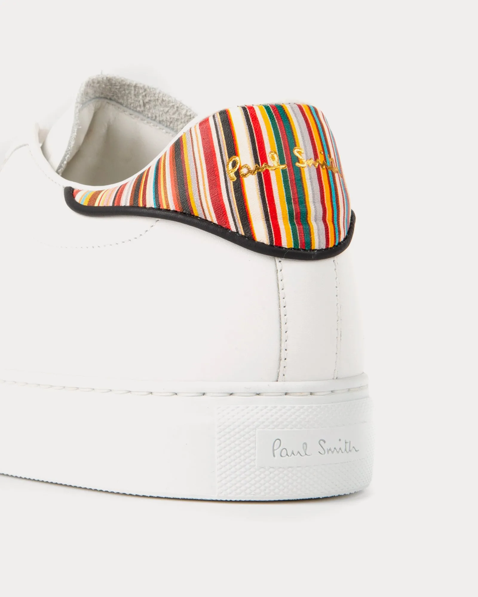 Beck with Signature Stripe Leather White Low Top Sneakers