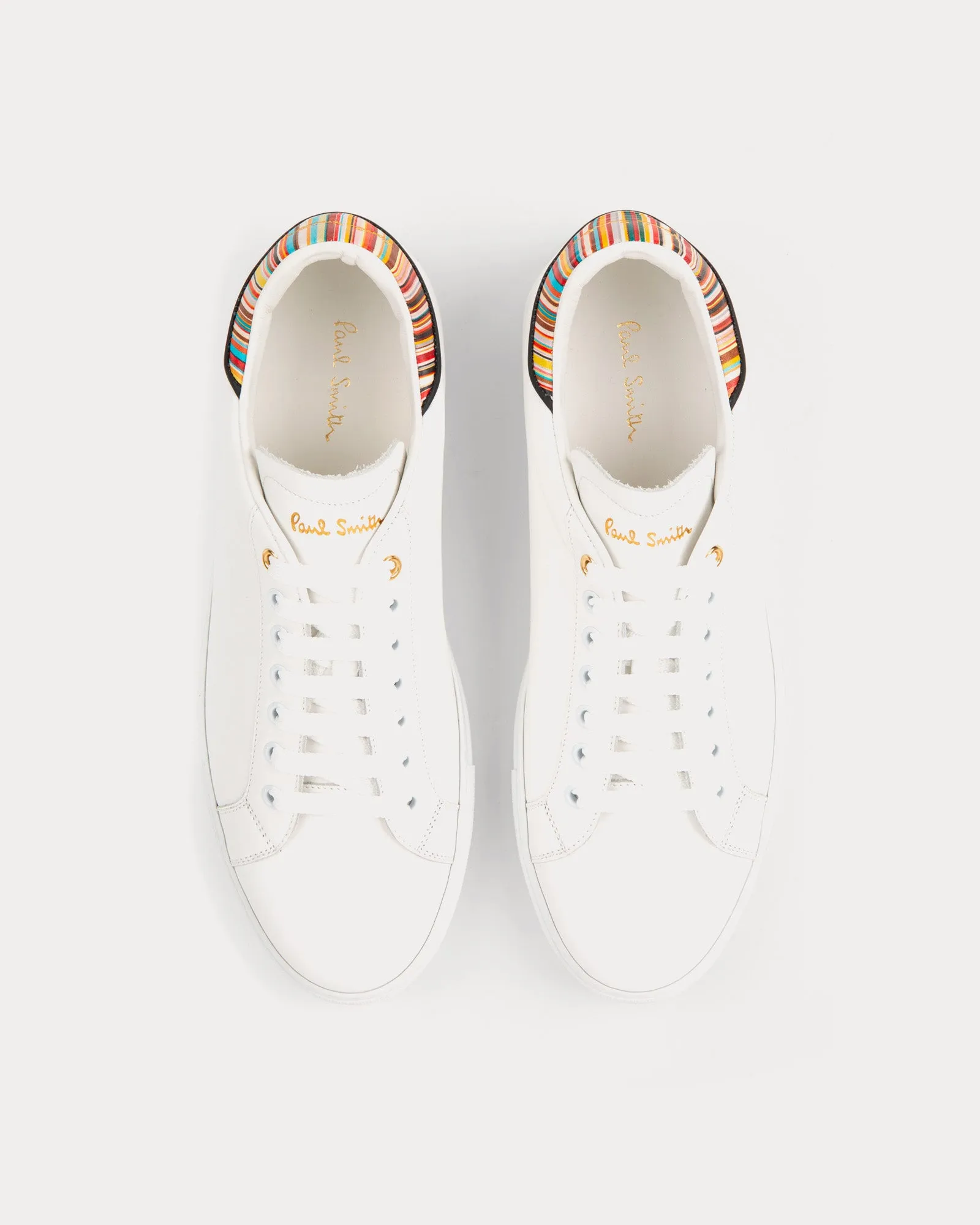 Beck with Signature Stripe Leather White Low Top Sneakers
