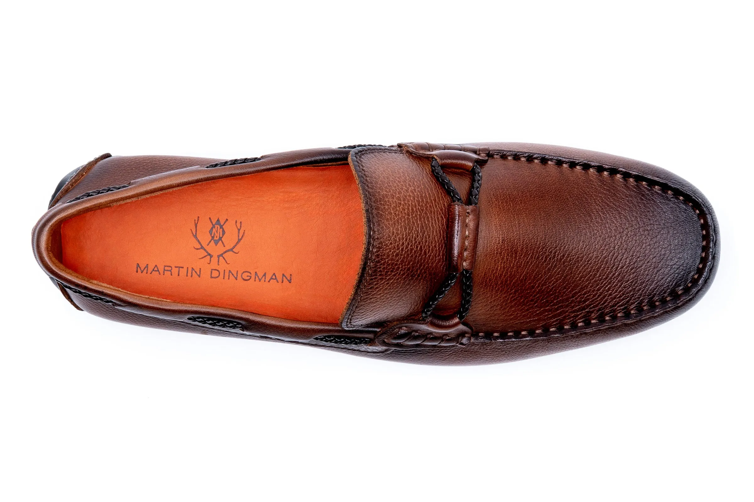 Bermuda Pebble Grain Braided Bit Loafers - Bourbon
