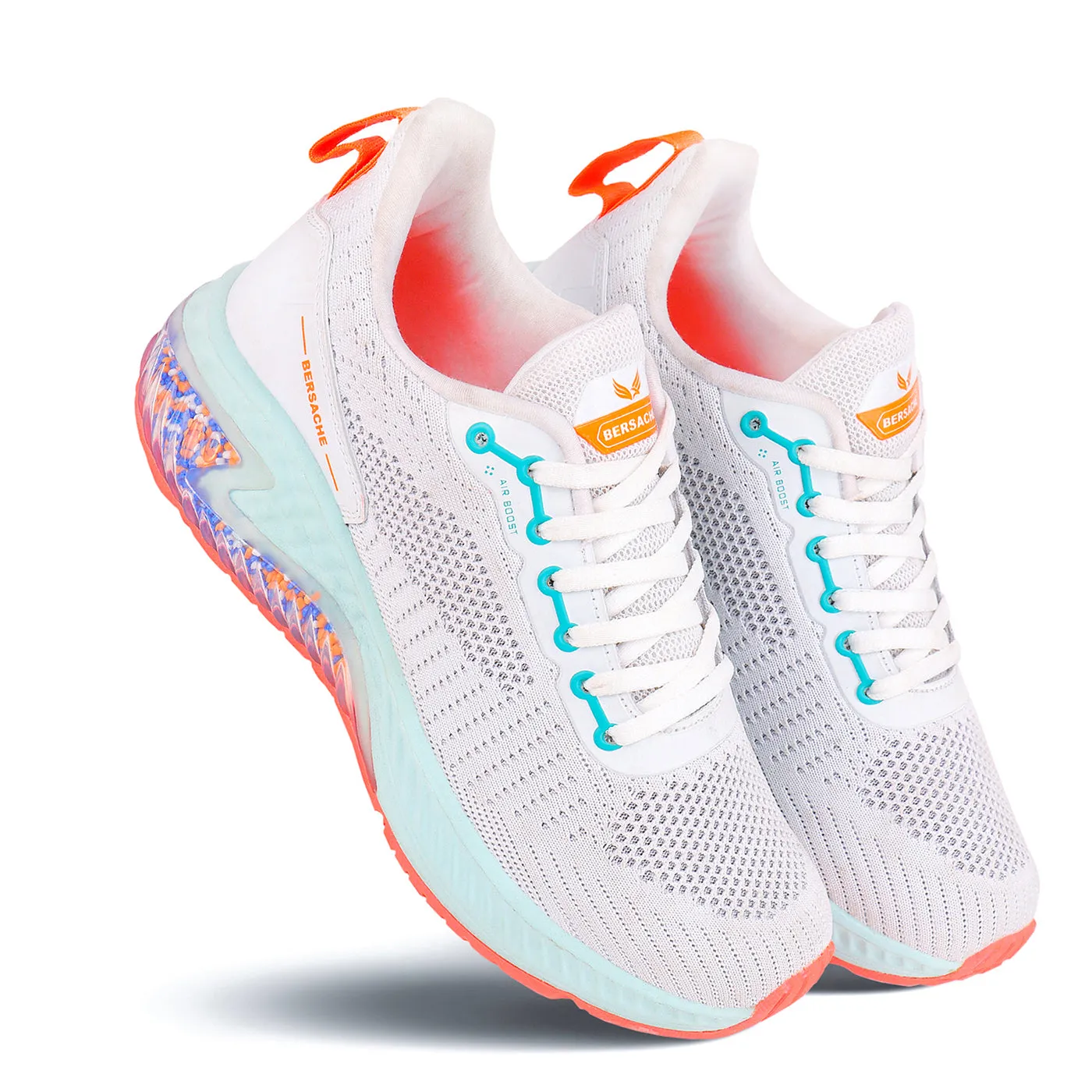 Bersache Lightweight Sports Running Shoes For Men White-9036
