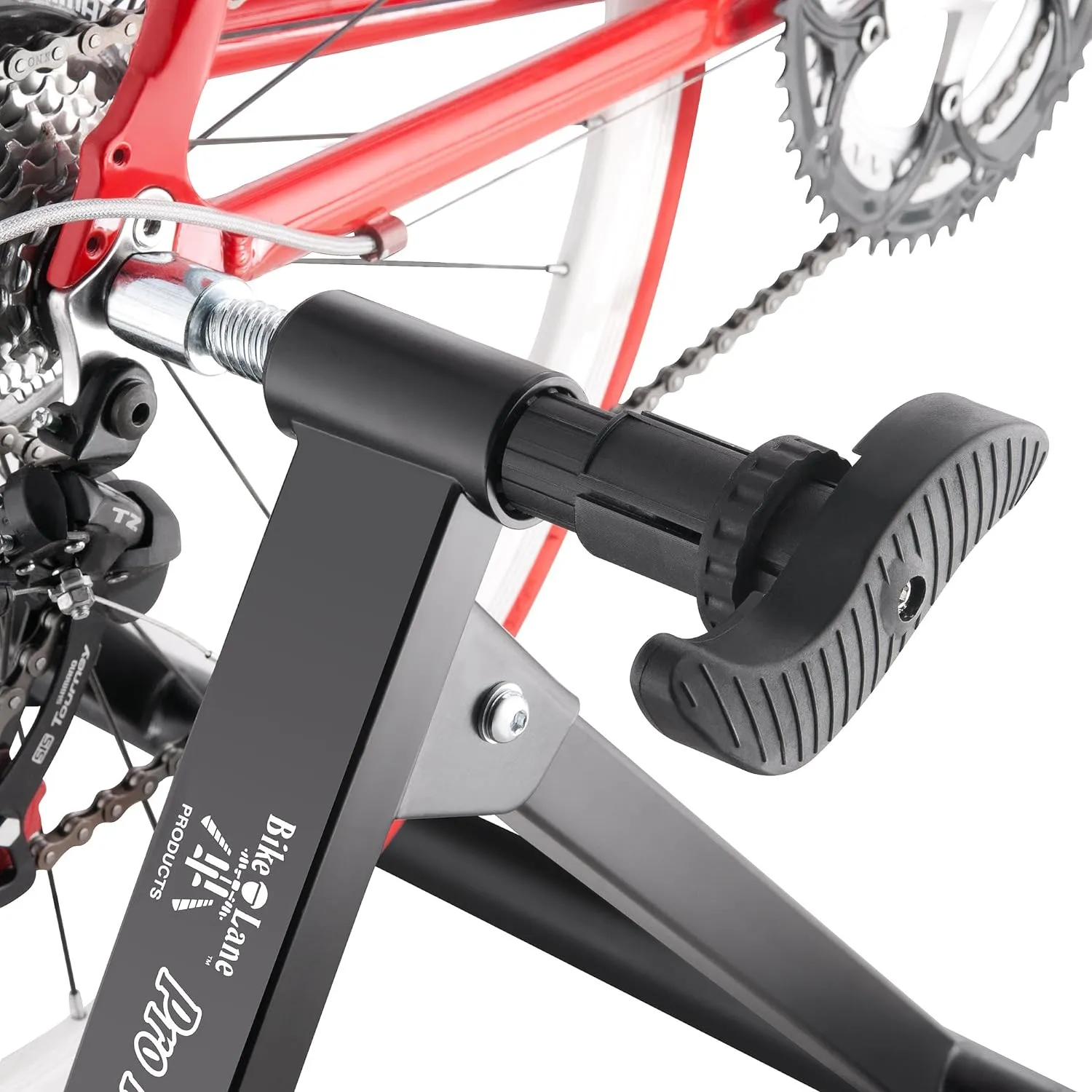 Bike Lane Exercise Bike Trainer - Indoor Bicycle Training Stand With Quiet 5-Level Magnetic Resistance and Front Wheel Riser Block By Black 15.75" x 18.5" x 21.5"