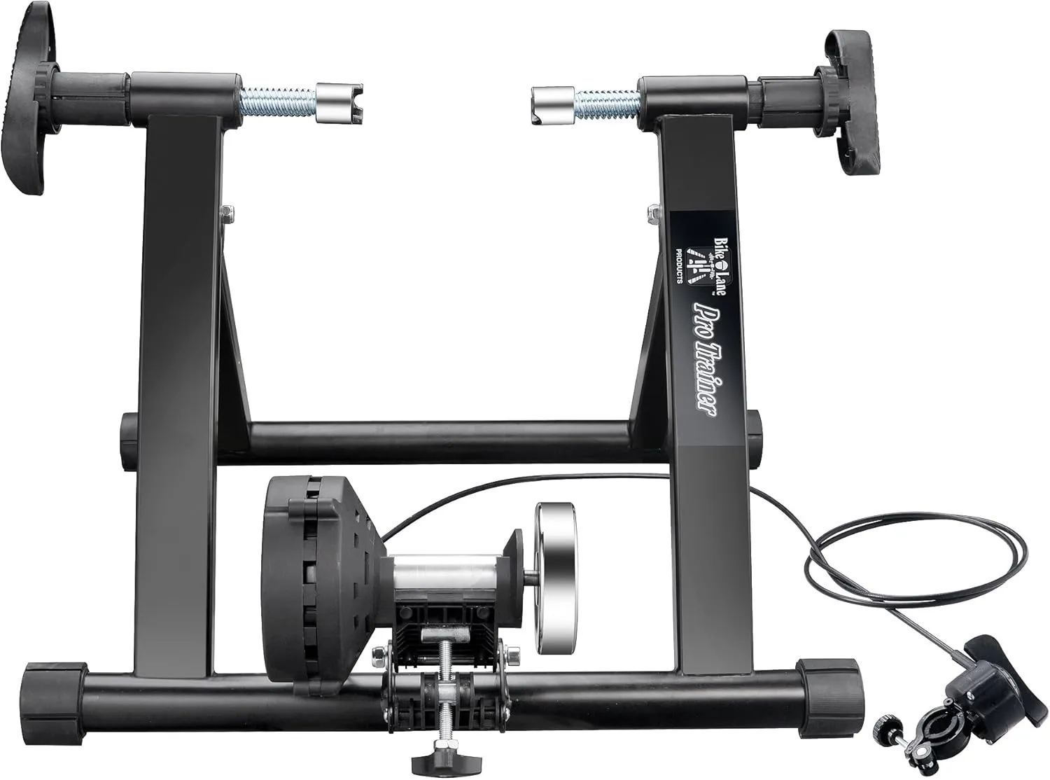 Bike Lane Exercise Bike Trainer - Indoor Bicycle Training Stand With Quiet 5-Level Magnetic Resistance and Front Wheel Riser Block By Black 15.75" x 18.5" x 21.5"