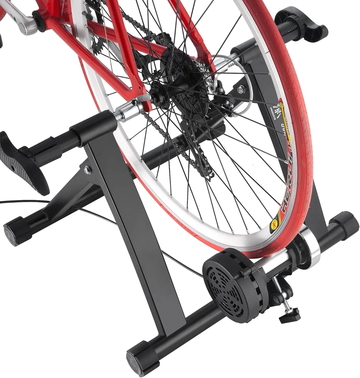 Bike Lane Exercise Bike Trainer - Indoor Bicycle Training Stand With Quiet 5-Level Magnetic Resistance and Front Wheel Riser Block By Black 15.75" x 18.5" x 21.5"