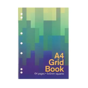 Blues & Greens A4 Grid Book - 64 Pages