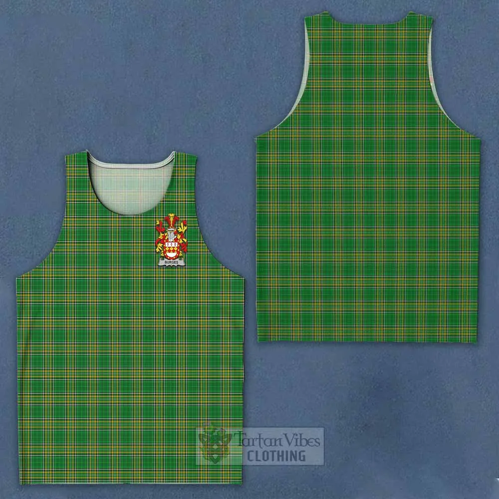 Burges Irish Clan Tartan Men's Tank Top with Coat of Arms