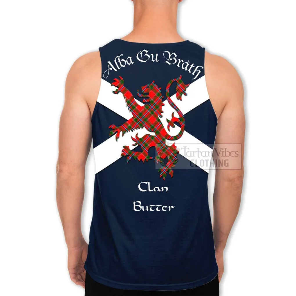 Butter Tartan Lion Rampant Men's Tank Top  Proudly Display Your Heritage with Alba Gu Brath and Clan Name