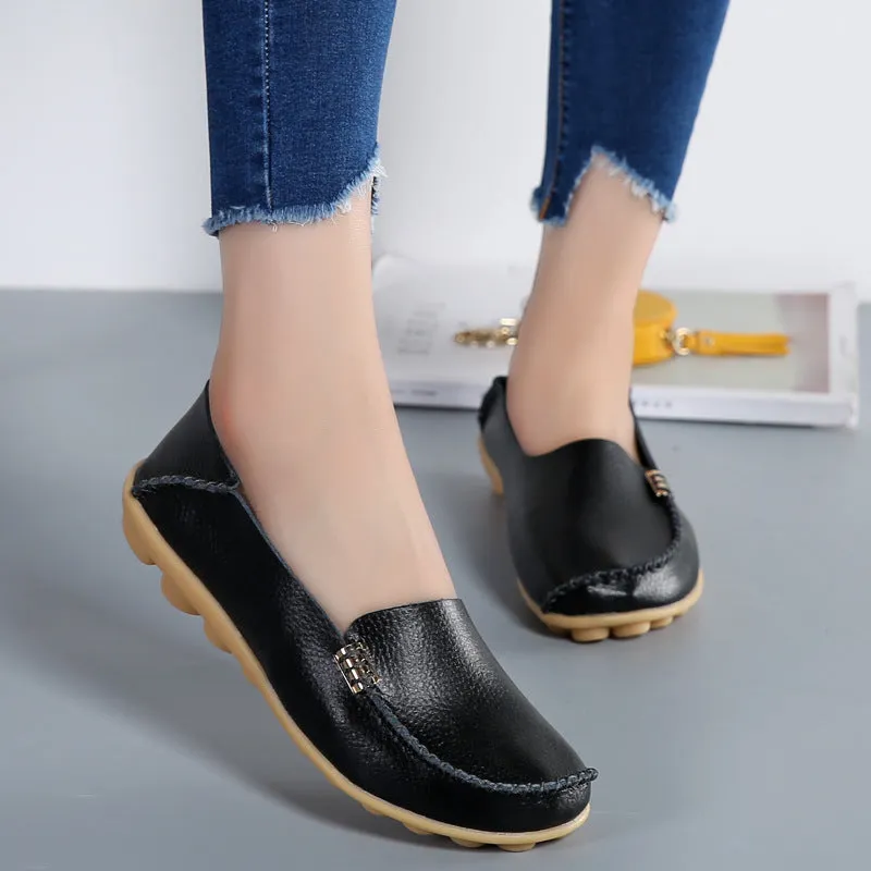 Cilool Round Head Comfy Flat Walking Shoes