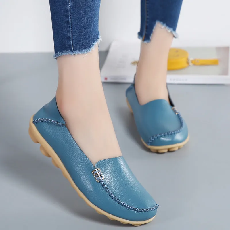 Cilool Round Head Comfy Flat Walking Shoes