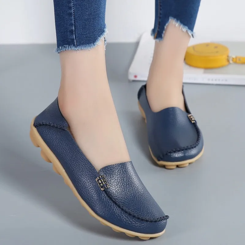 Cilool Round Head Comfy Flat Walking Shoes