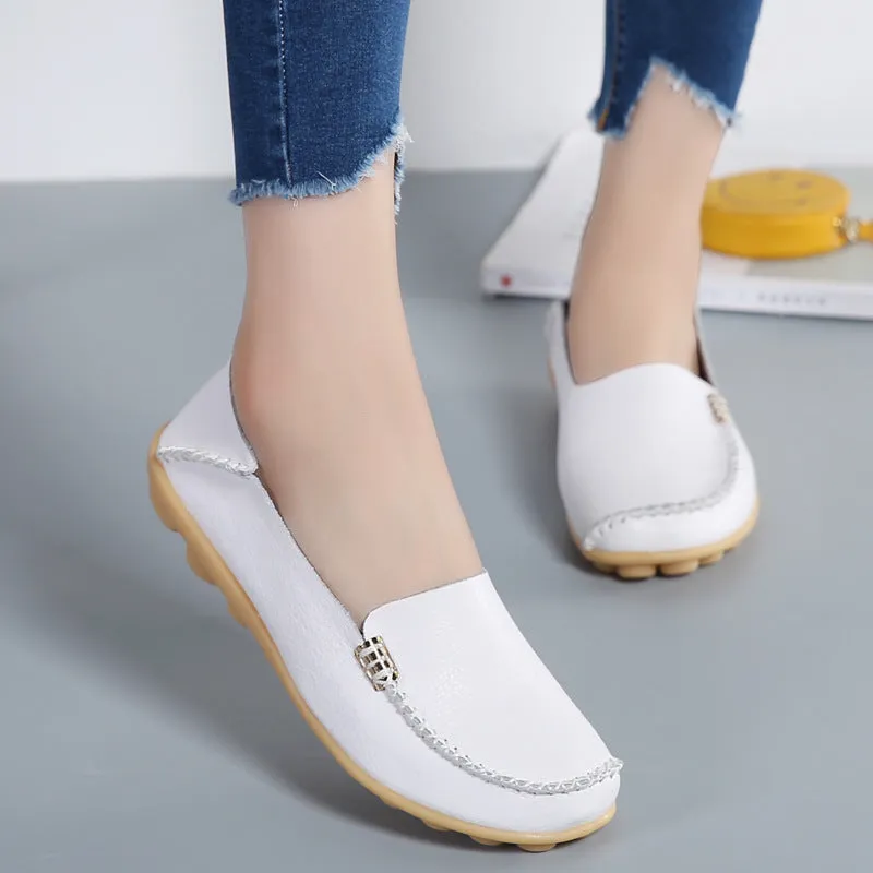 Cilool Round Head Comfy Flat Walking Shoes