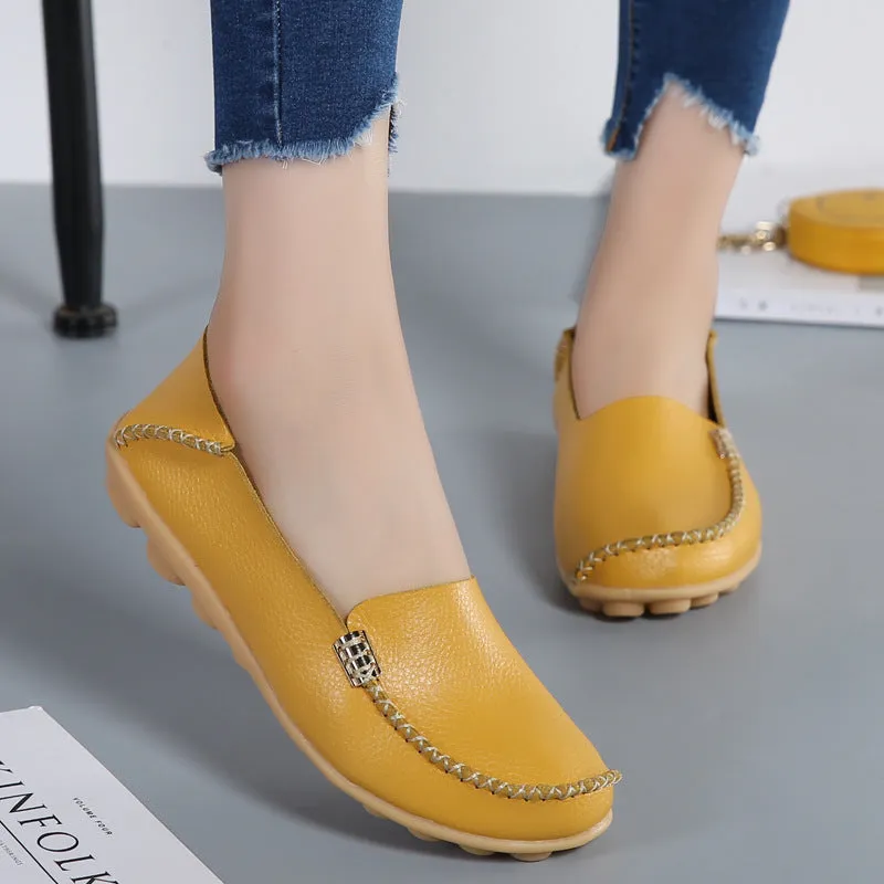 Cilool Round Head Comfy Flat Walking Shoes