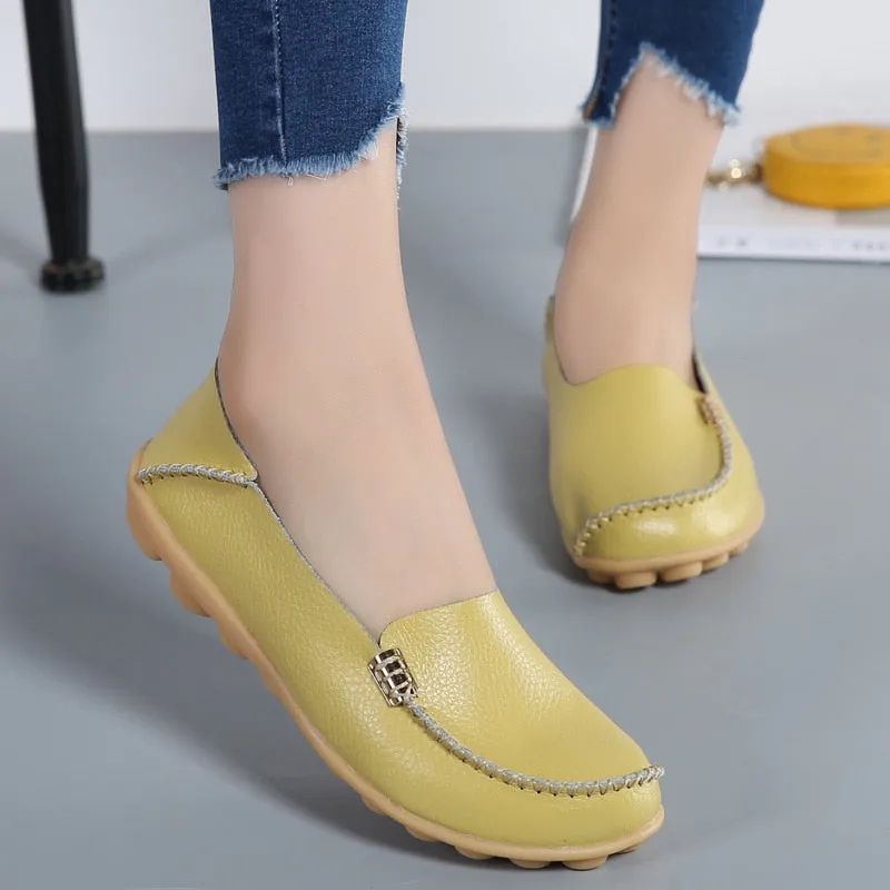 Cilool Round Head Comfy Flat Walking Shoes