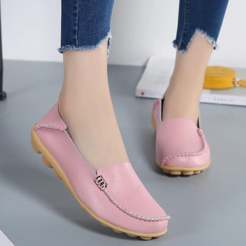 Cilool Round Head Comfy Flat Walking Shoes