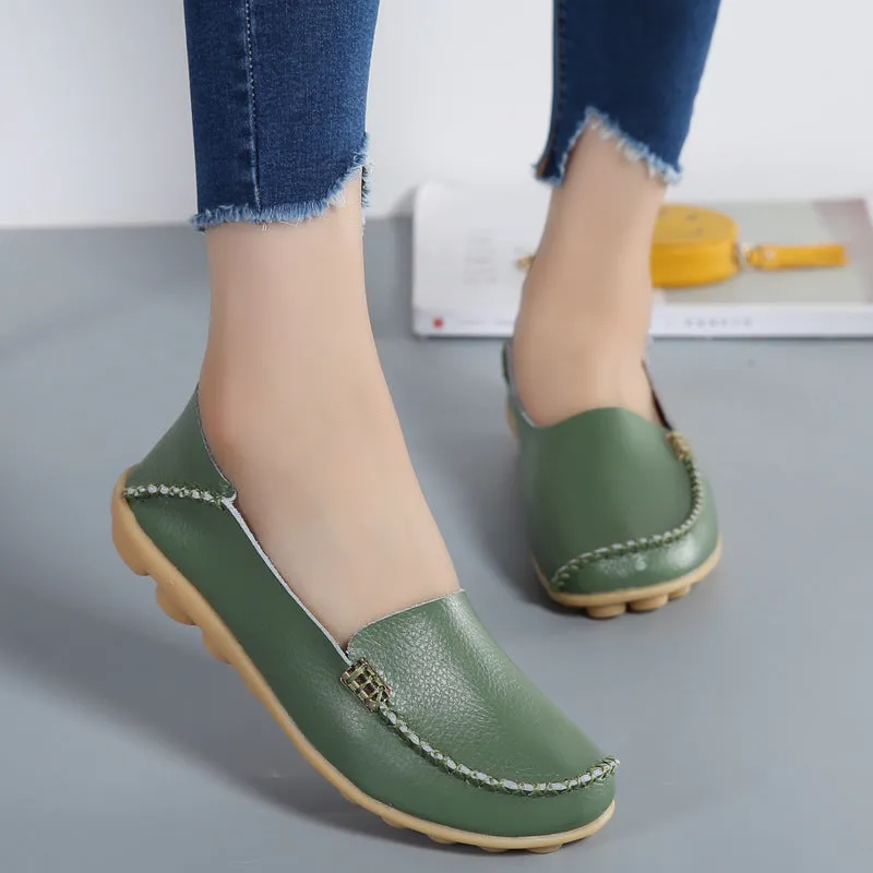 Cilool Round Head Comfy Flat Walking Shoes