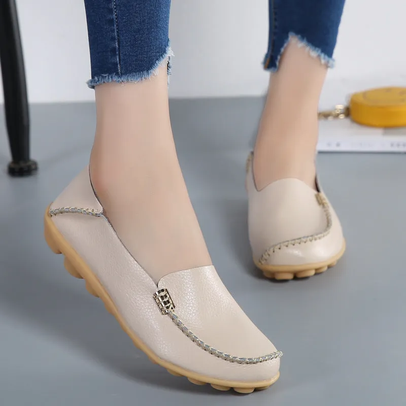 Cilool Round Head Comfy Flat Walking Shoes