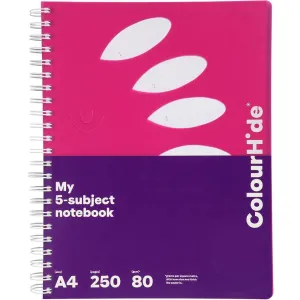 Colourhide My 5-Subject Notebook 250 Page A4 Pink