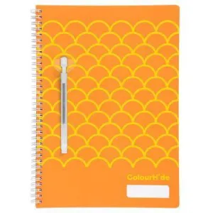 Colourhide My Designer Notebook Protective Cover Wiro Bound A4 60 Leaf Orange