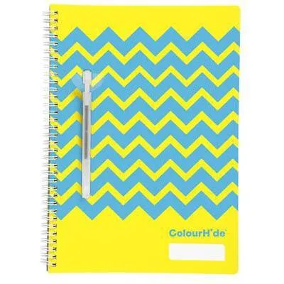 Colourhide My Designer Notebook Protective Cover Wiro Bound A4 60 Leaf Yellow