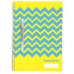 Colourhide My Designer Notebook Protective Cover Wiro Bound A4 60 Leaf Yellow