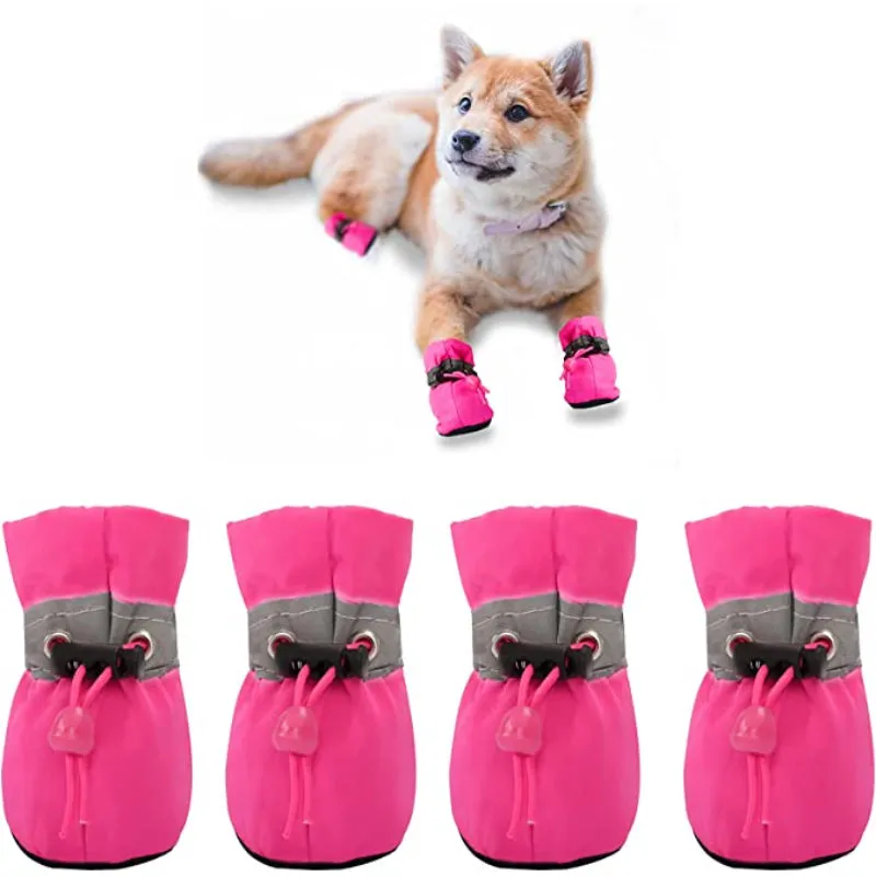 Dog Shoes Anti-Slip Dogs Boots & Paw Protector With Reflective Straps