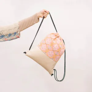 Drawstring Bag with Pleather Base