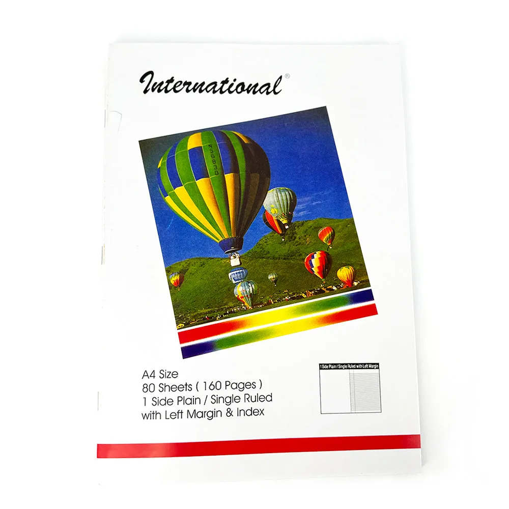 FIS Exercise Book International A4 1 Side Plain 160 Pages