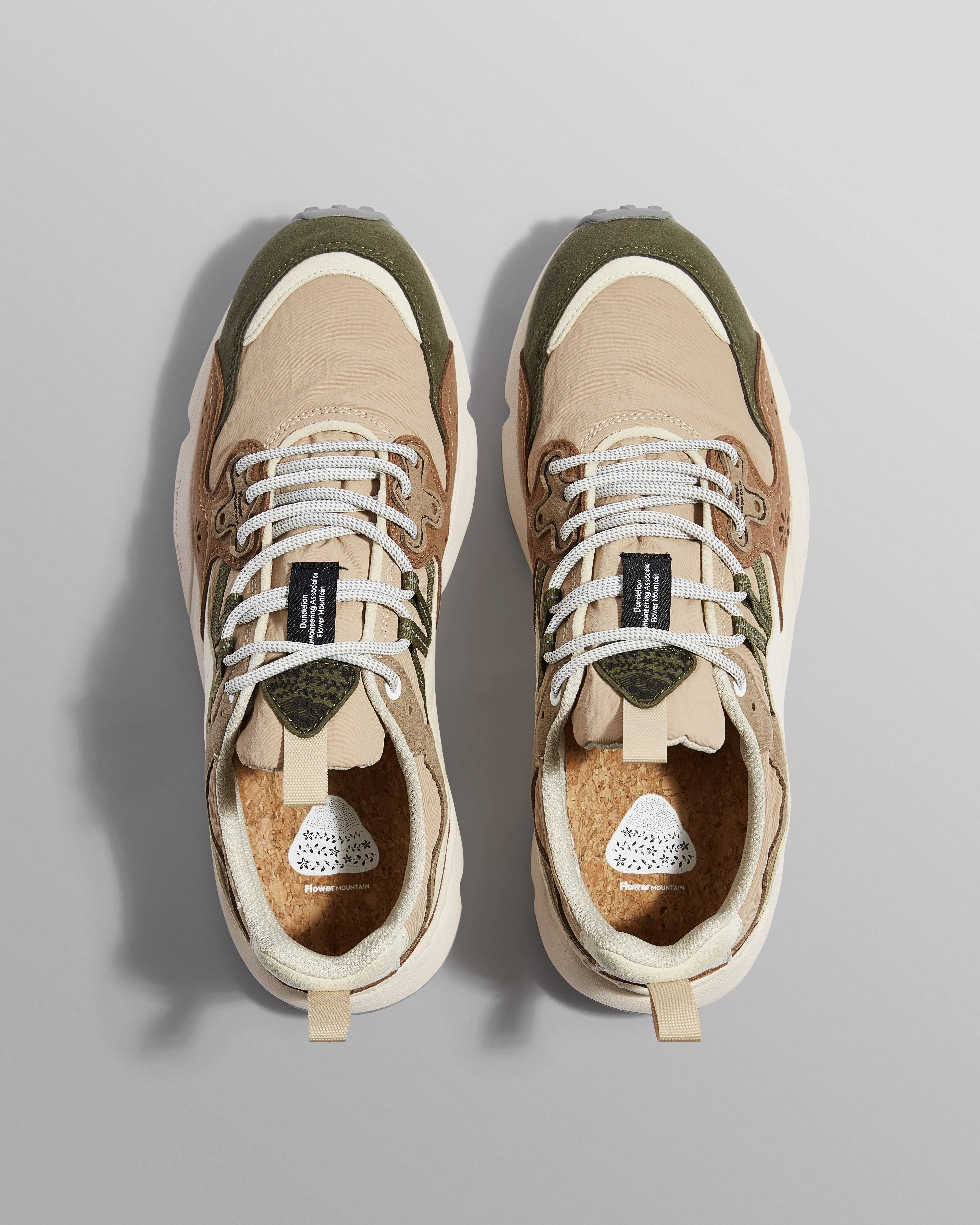 Flower Mountain YAMANO 3 - Khaki And Tan Suede And Nylon Trainers