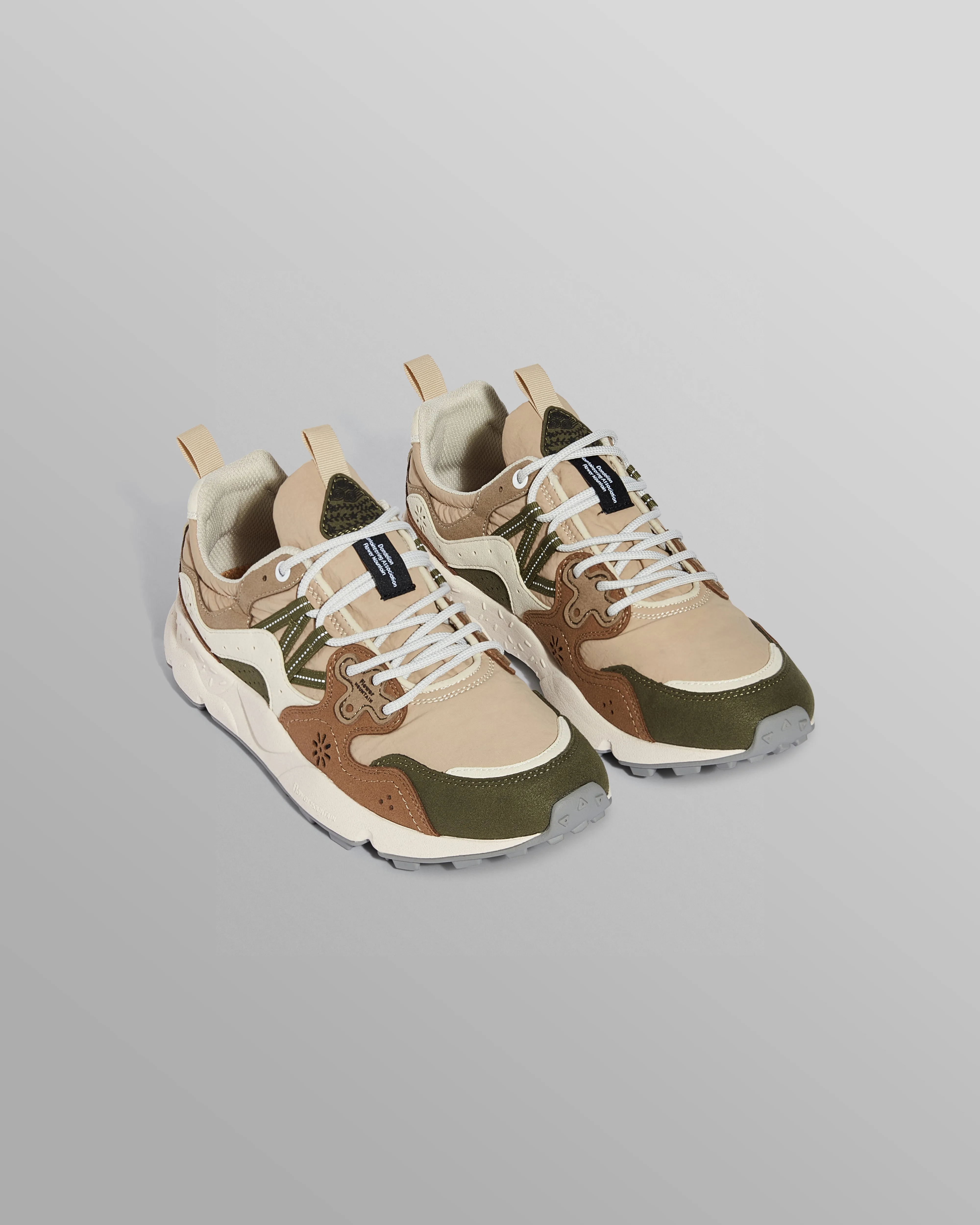Flower Mountain YAMANO 3 - Khaki And Tan Suede And Nylon Trainers