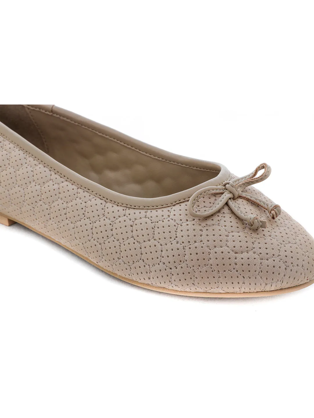 Football Stitched Beige Ballerinas