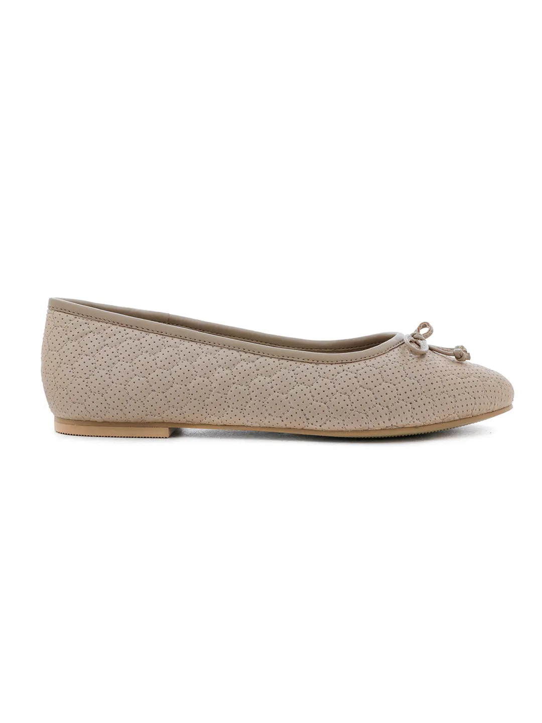Football Stitched Beige Ballerinas
