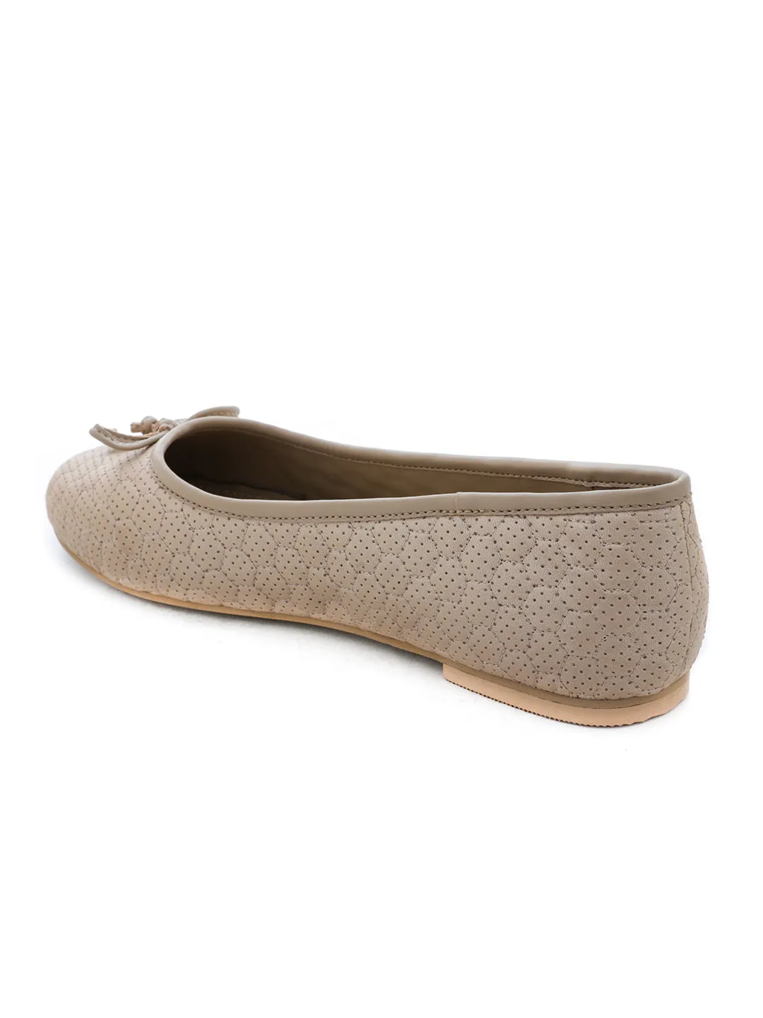Football Stitched Beige Ballerinas