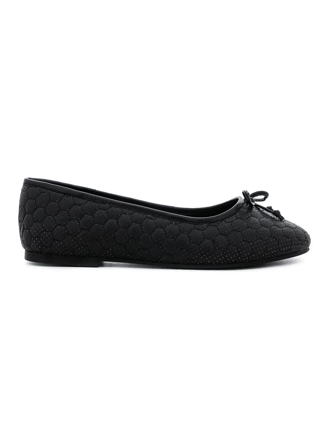 Football Stitched Black Ballerinas