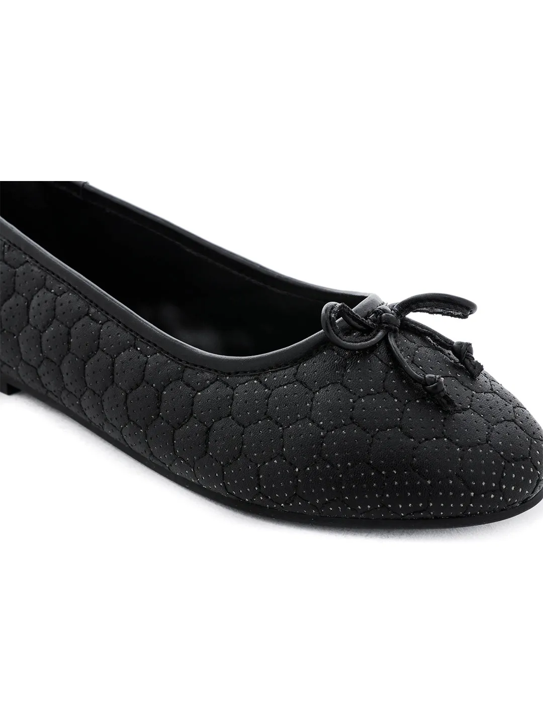 Football Stitched Black Ballerinas