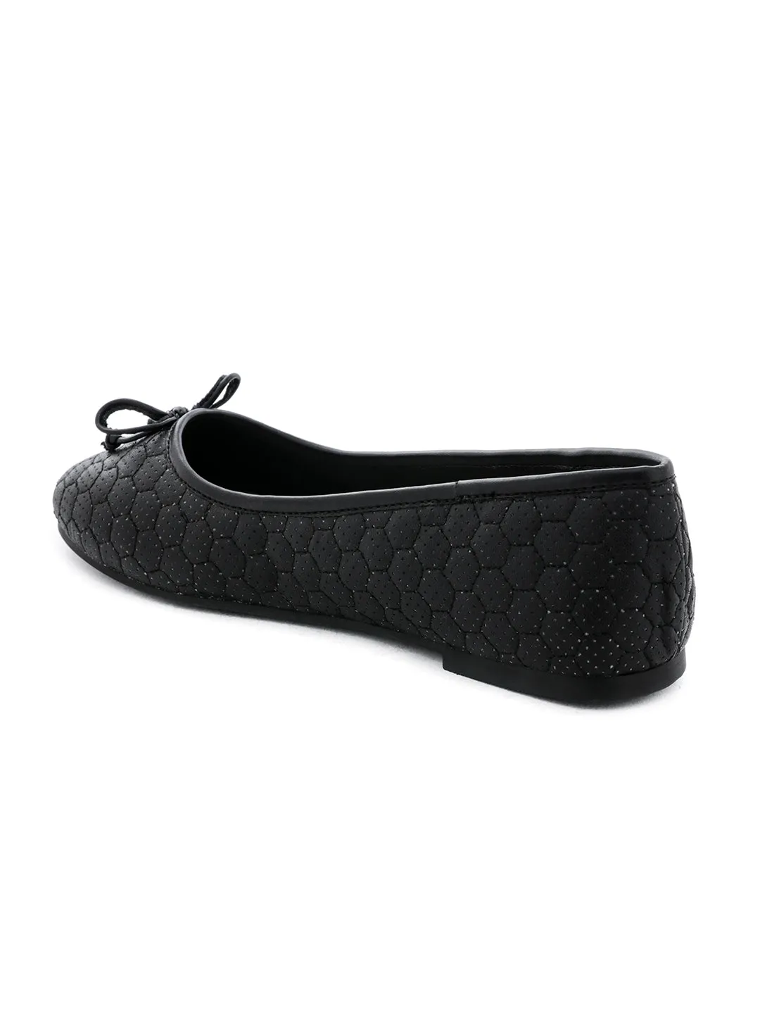 Football Stitched Black Ballerinas