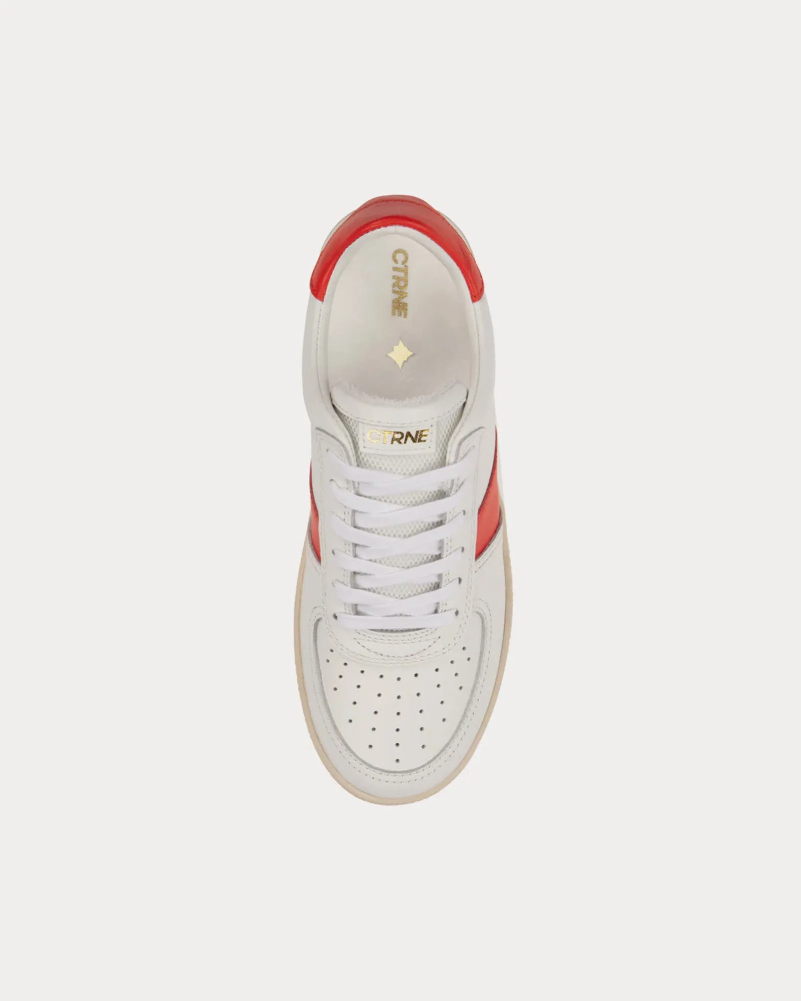 Geode Leather White / Red Low Top Sneakers