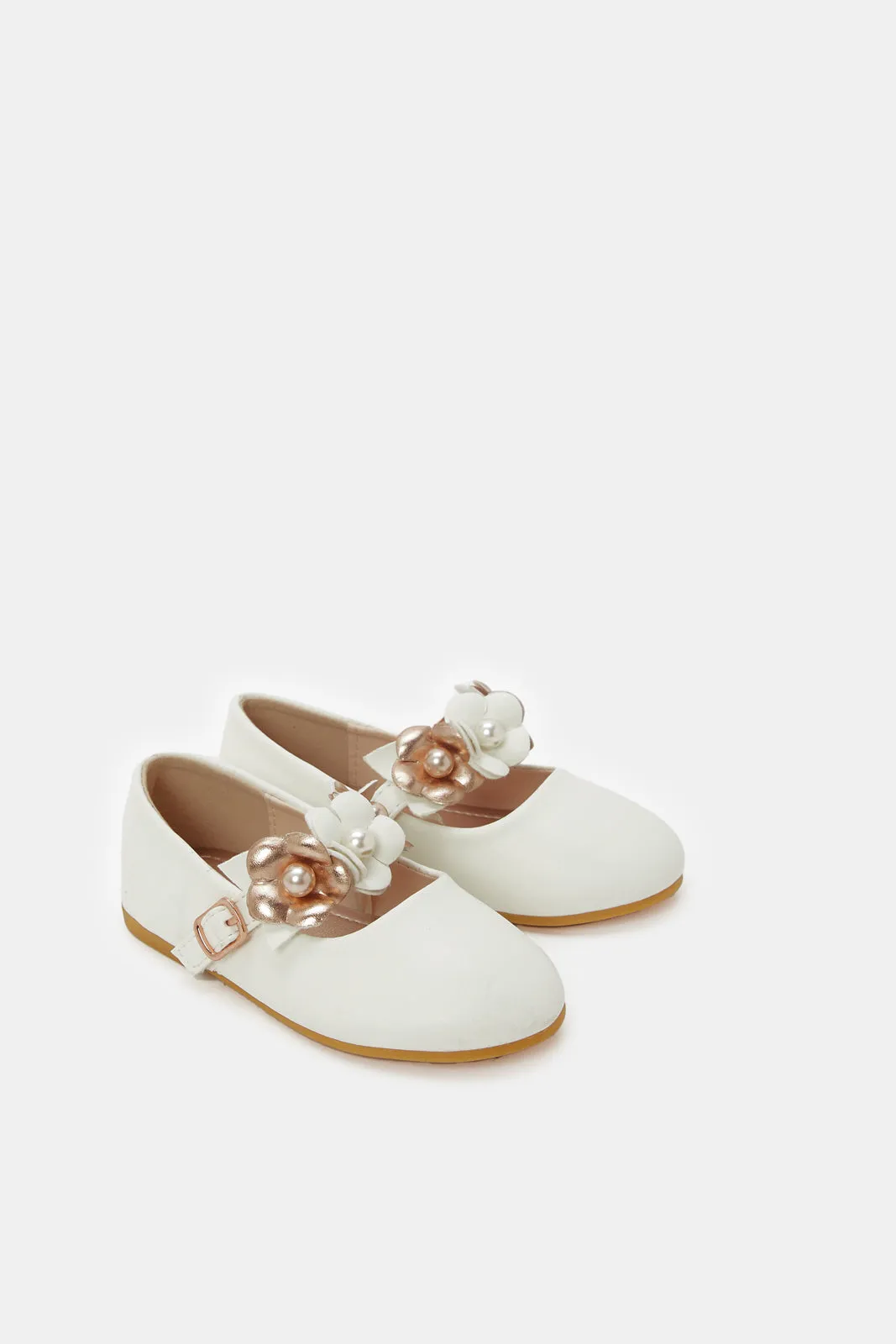Girls White Floral Ballerina